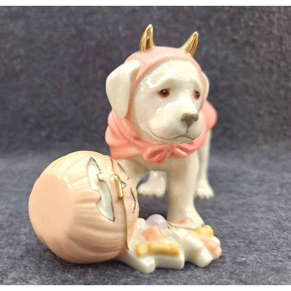 Lenox Puppy Sweet Little Devil Labrador Halloween Dog Pumpkin 24k Gold Accents